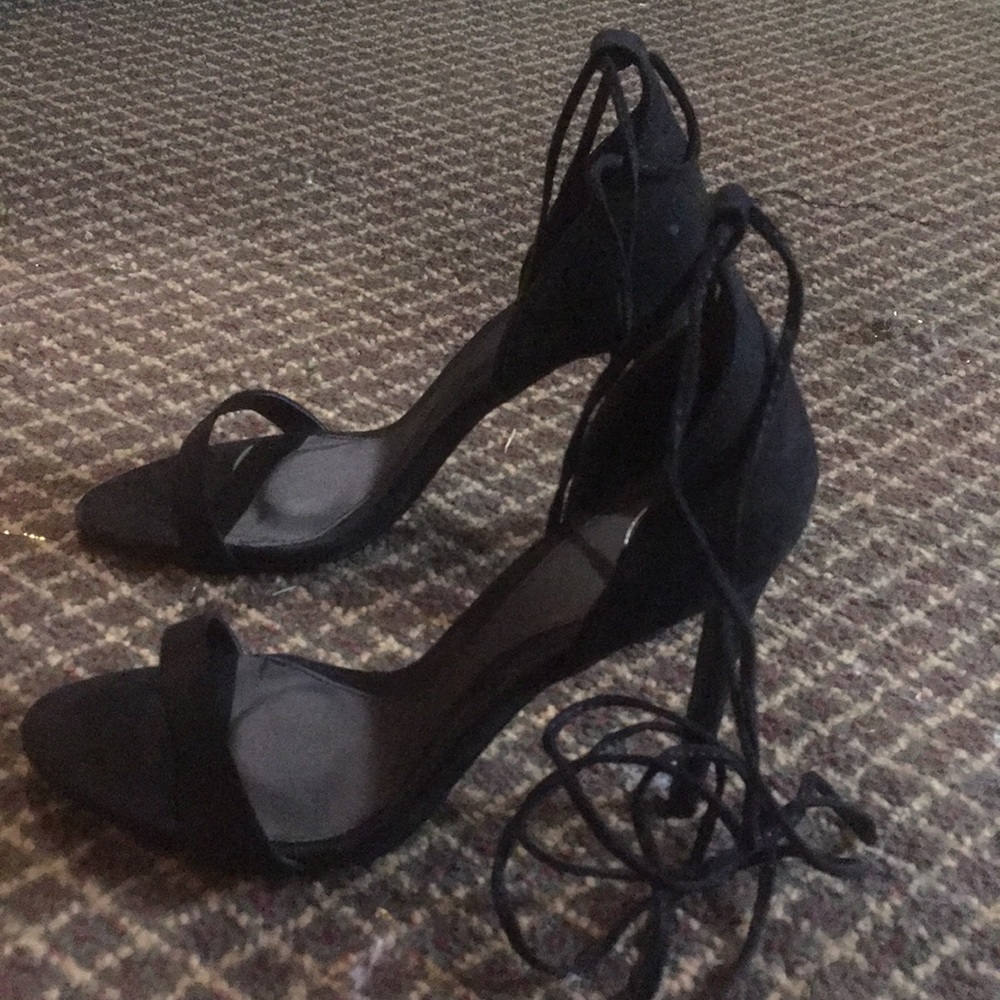 Black Open Toe Heels - Picture 2 of 4